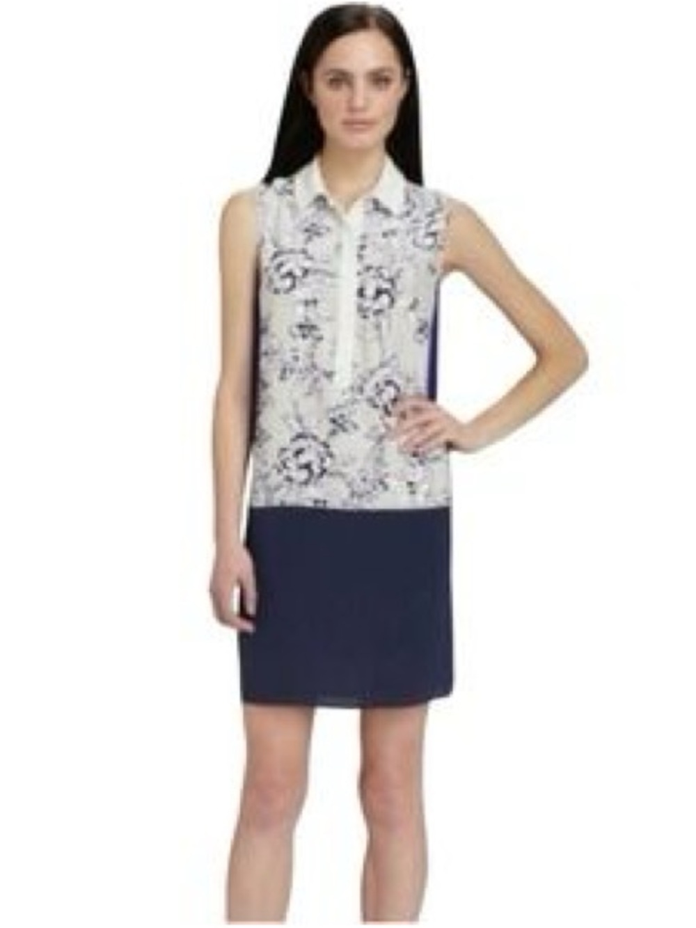 Rebecca Taylor 100% silk navy / blue floral dress